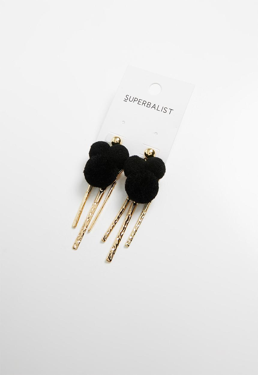 Superbalist - Pom pom earrings - black & gold