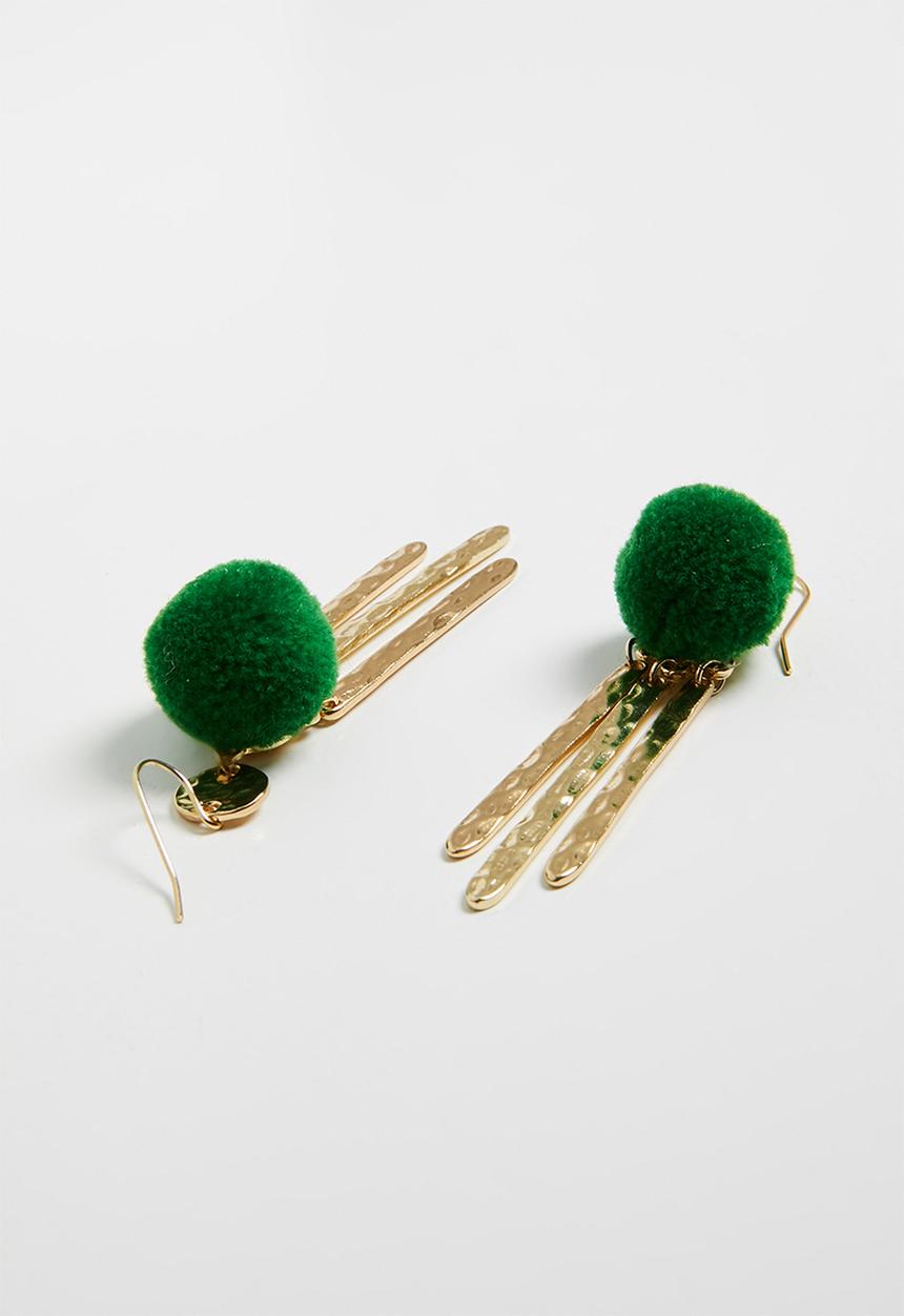 Superbalist - Pom pom earrings - green & gold