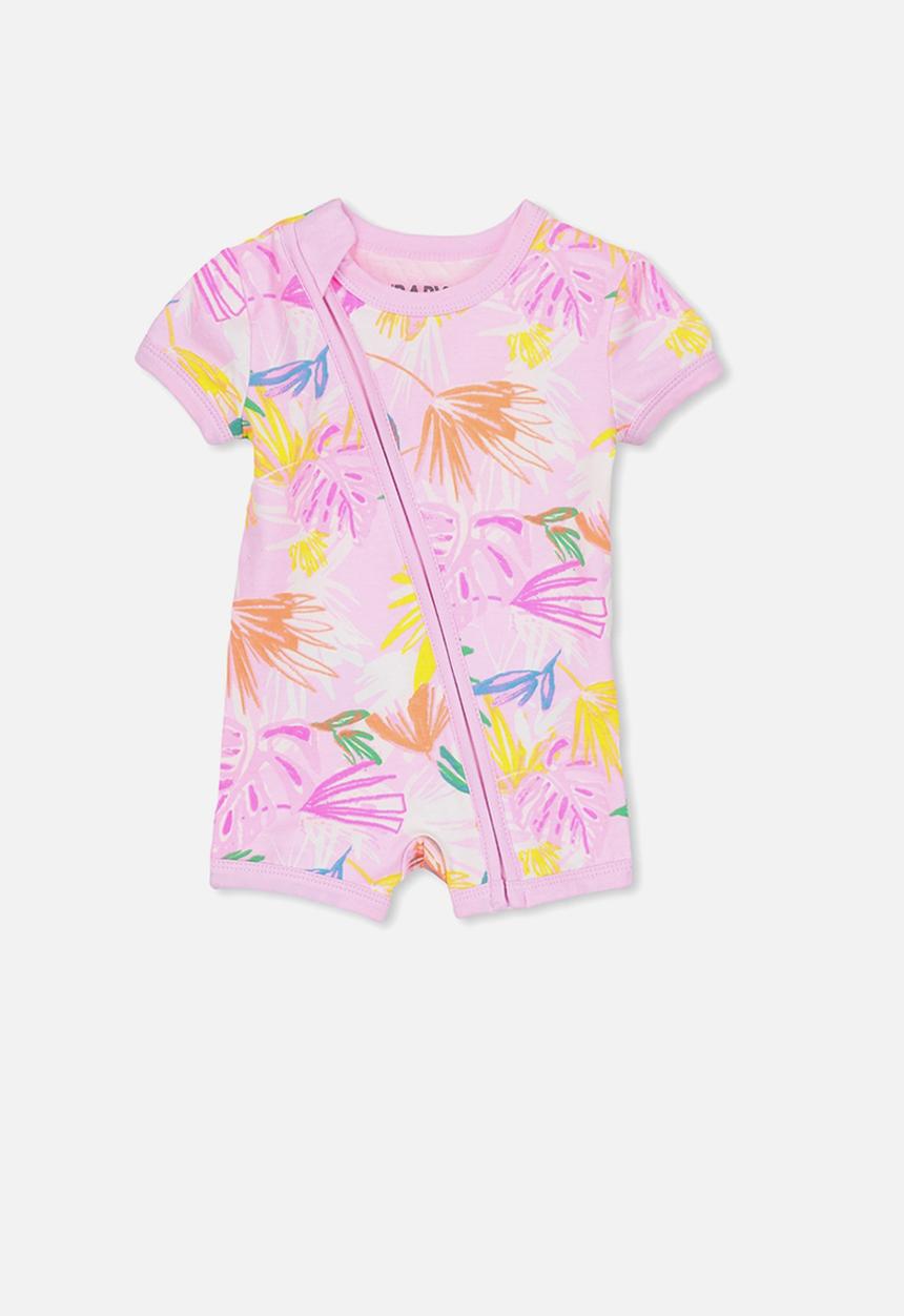 Cotton On - Mini short sleeve zip through romper - multi
