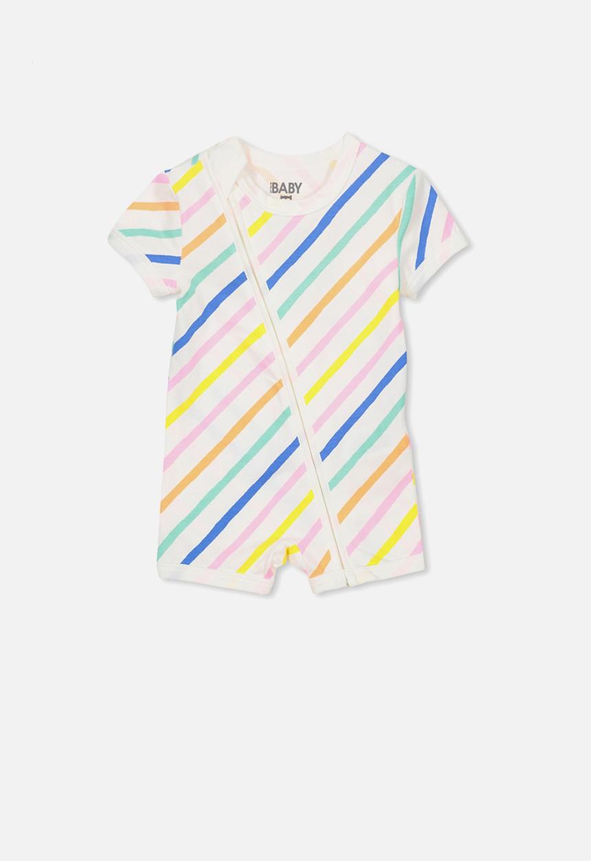 Cotton On - Mini short sleeve zip through romper - multi