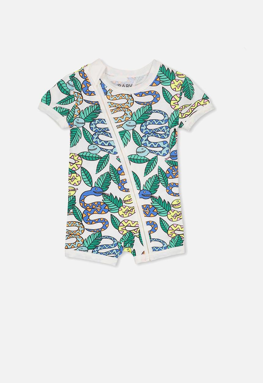 Cotton On - Mini short sleeve zip through romper - multi