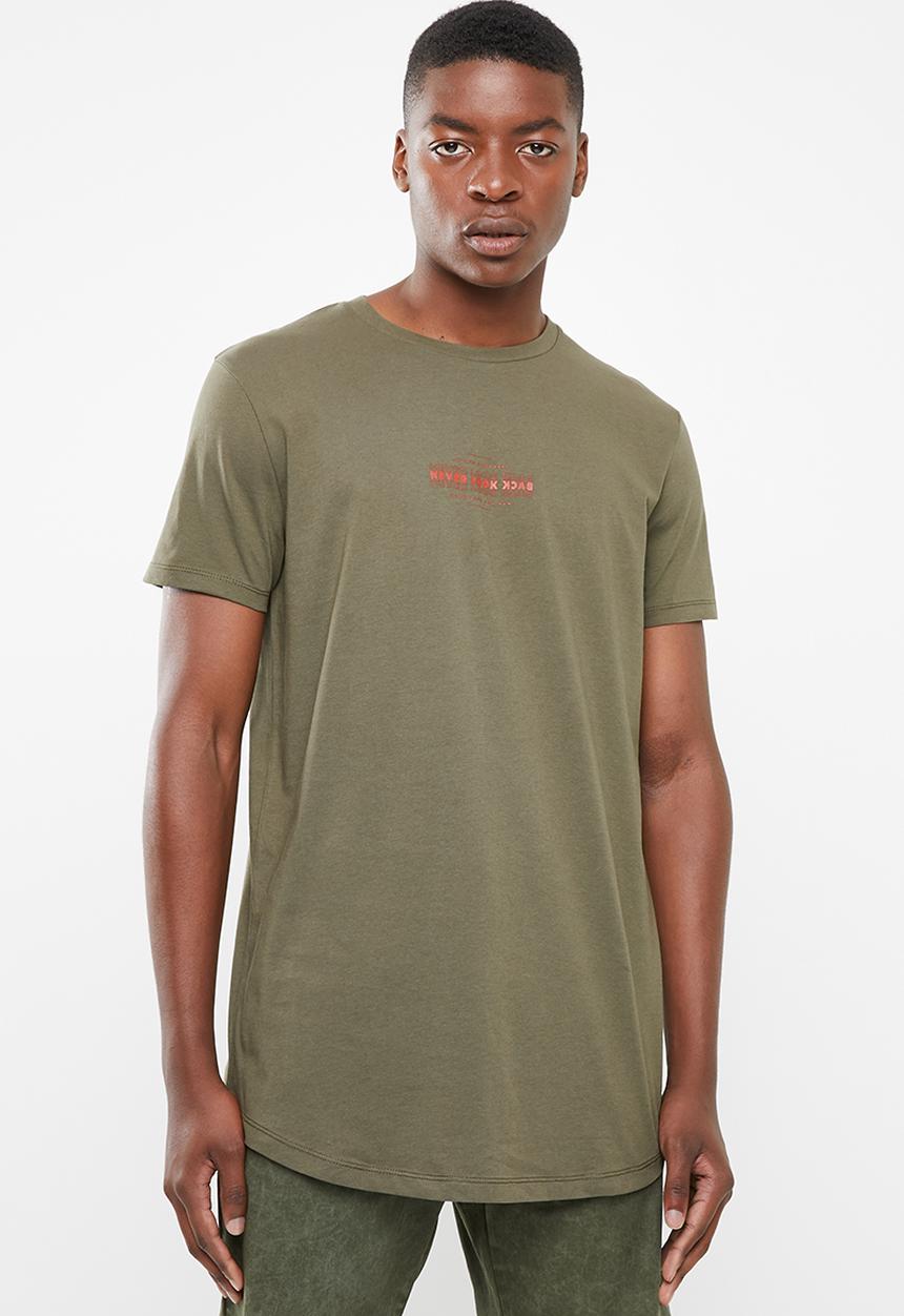 Superbalist - Printed curved hem tee - khaki green