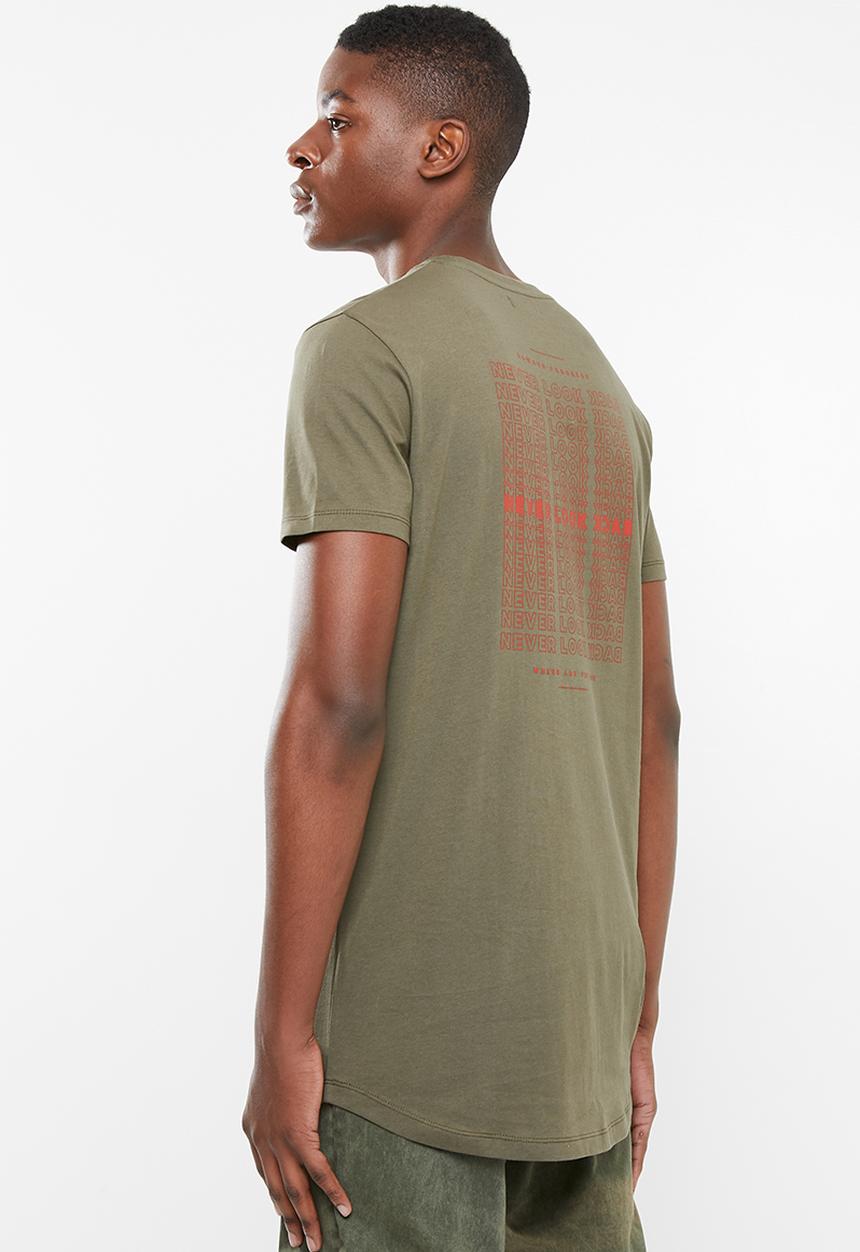 Superbalist - Printed curved hem tee - khaki green