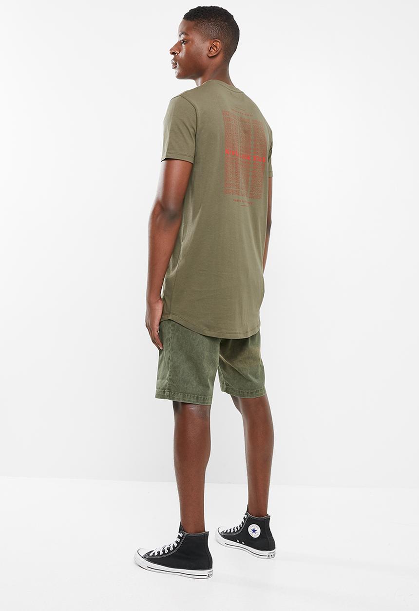 Superbalist - Printed curved hem tee - khaki green