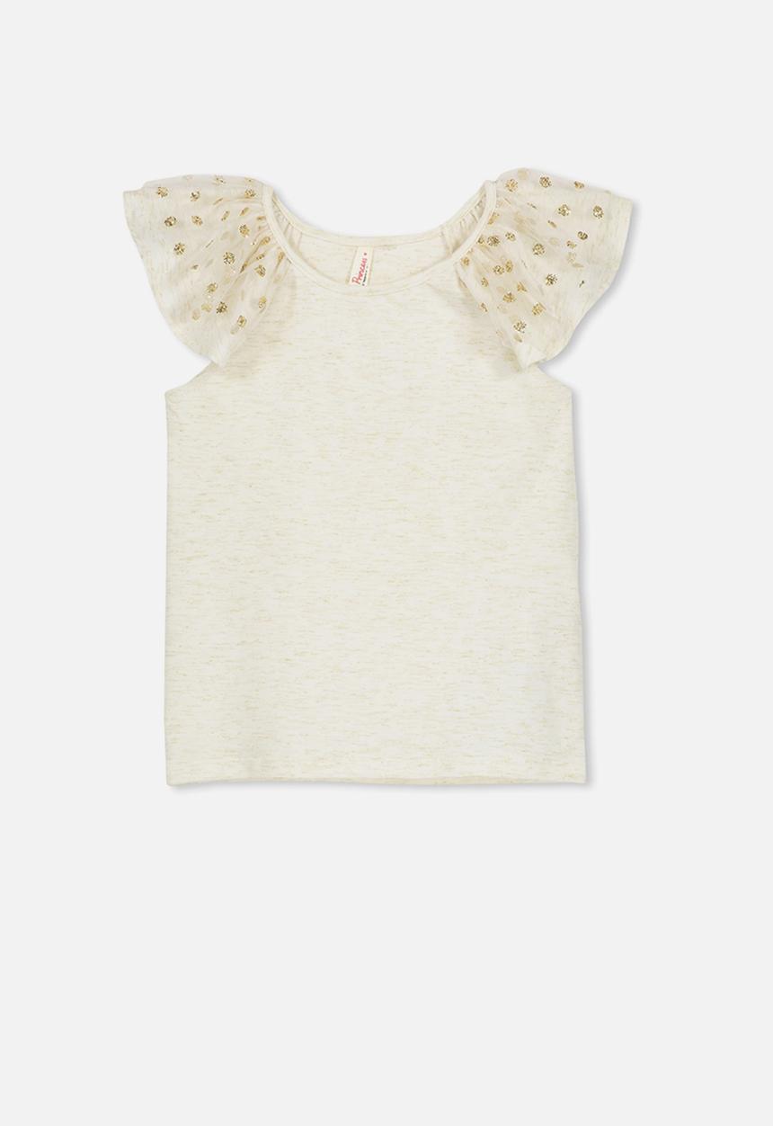 Cotton On - Lana short sleeve tee - cream & gold 