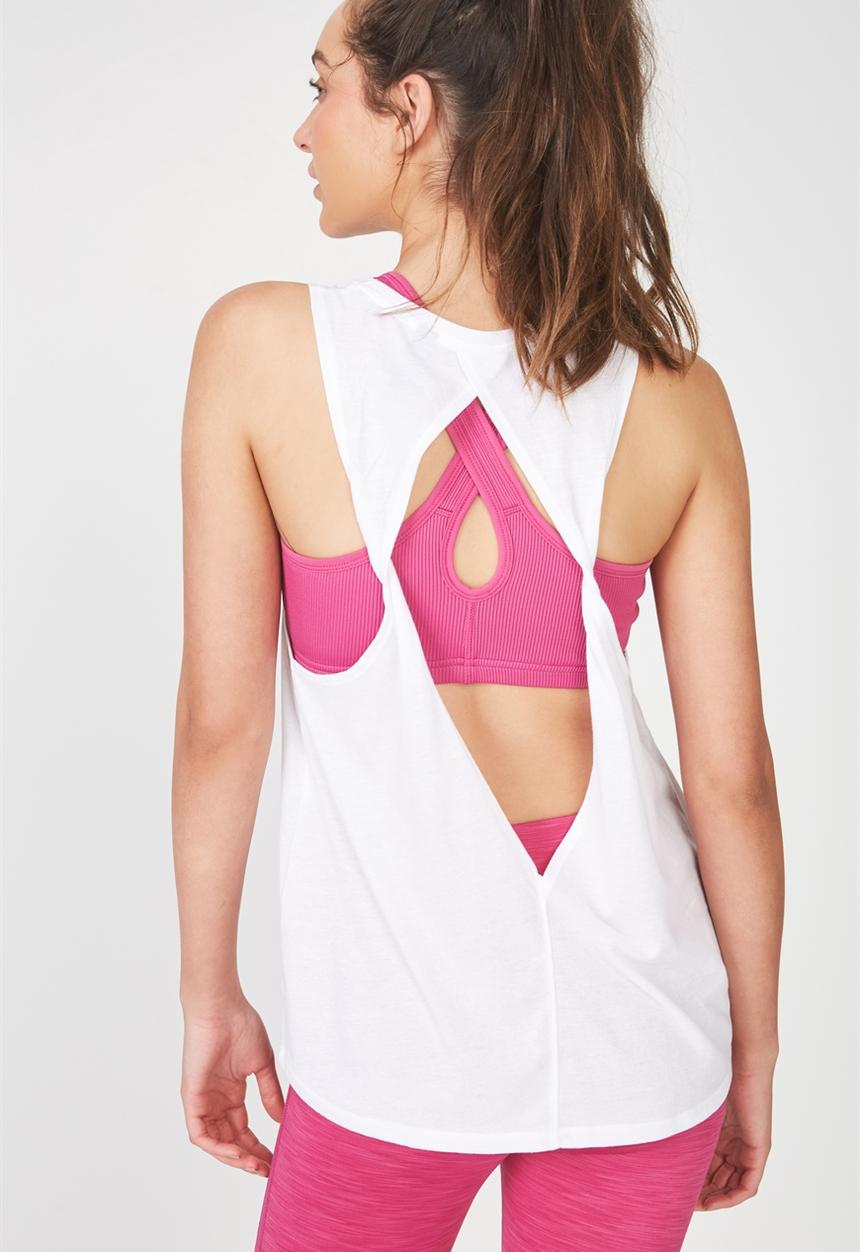 Cotton On - Double twist back tank top - white