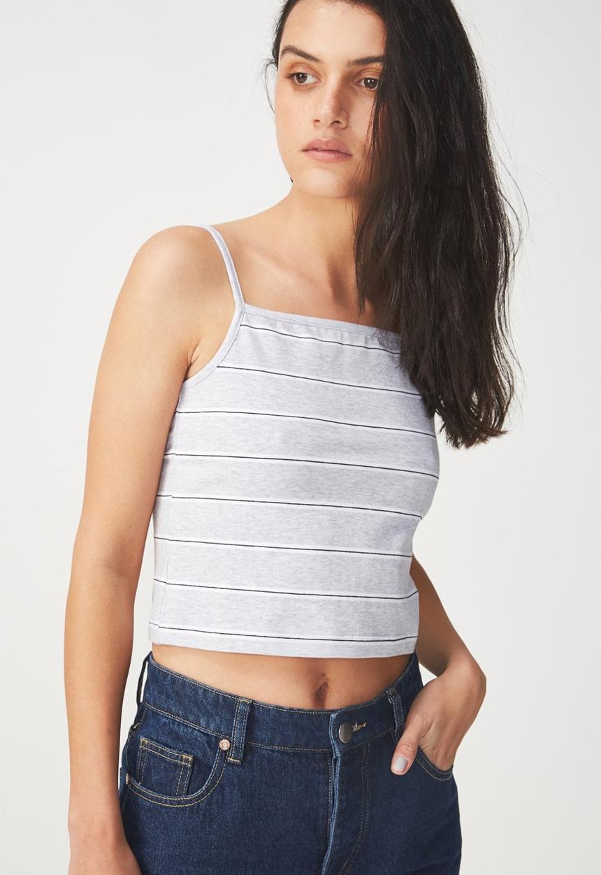 Cotton On - Fashion crop cami - grey & black