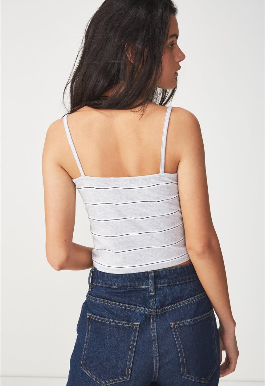 Cotton On - Fashion crop cami - grey & black