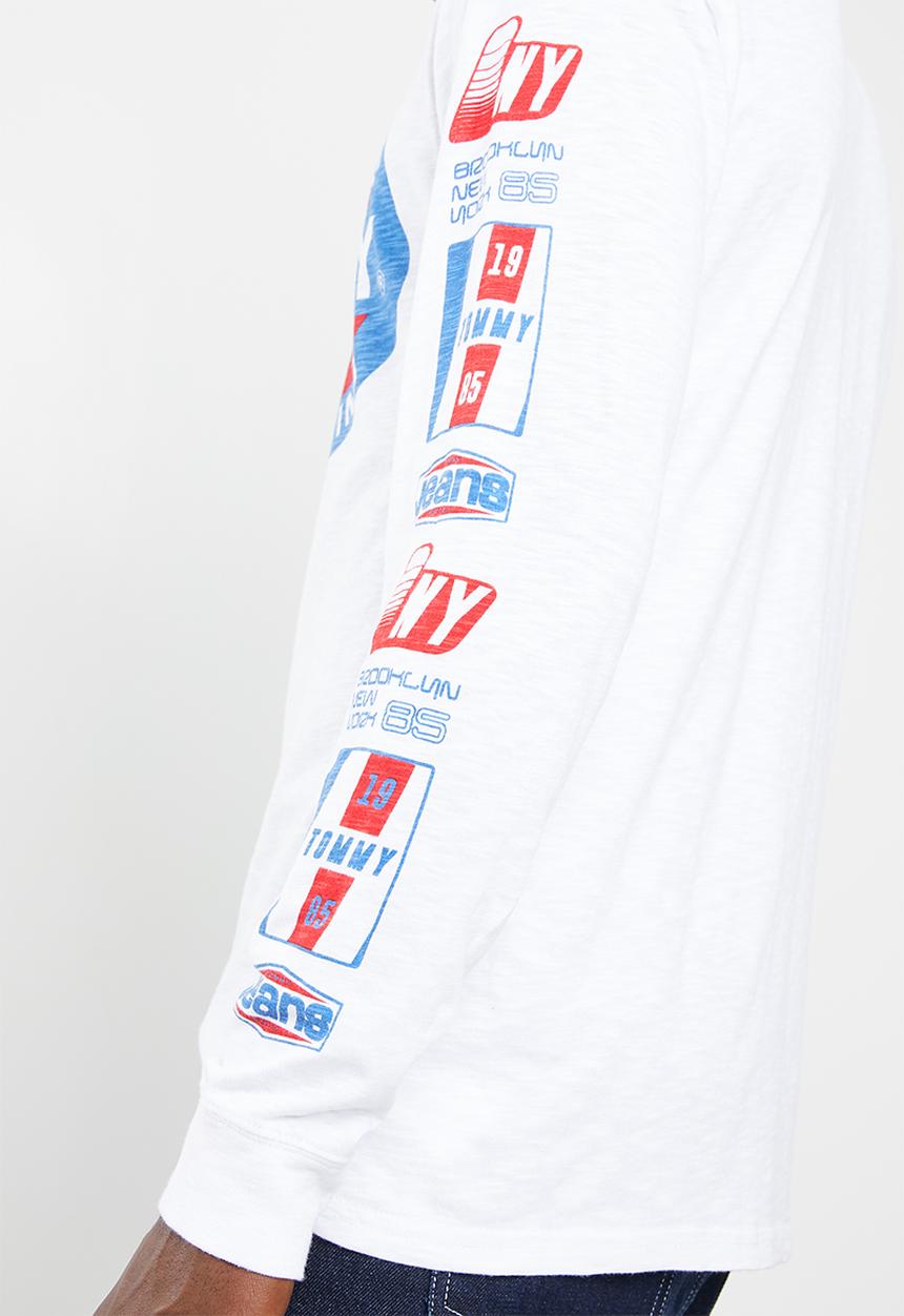 Tommy Hilfiger - Heavy long sleeve logo tee - white