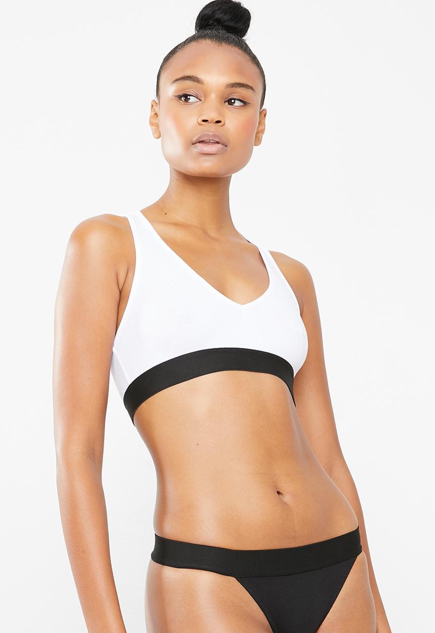 Superbalist - V-neck casual bra 2 pack - black & white 