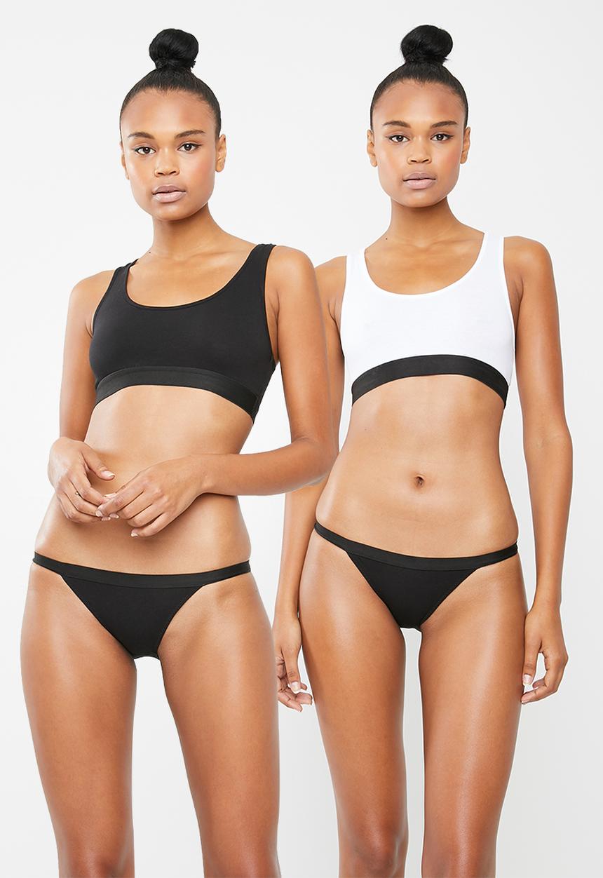 Superbalist - Scoop neck casual bra 2 pack - black & white