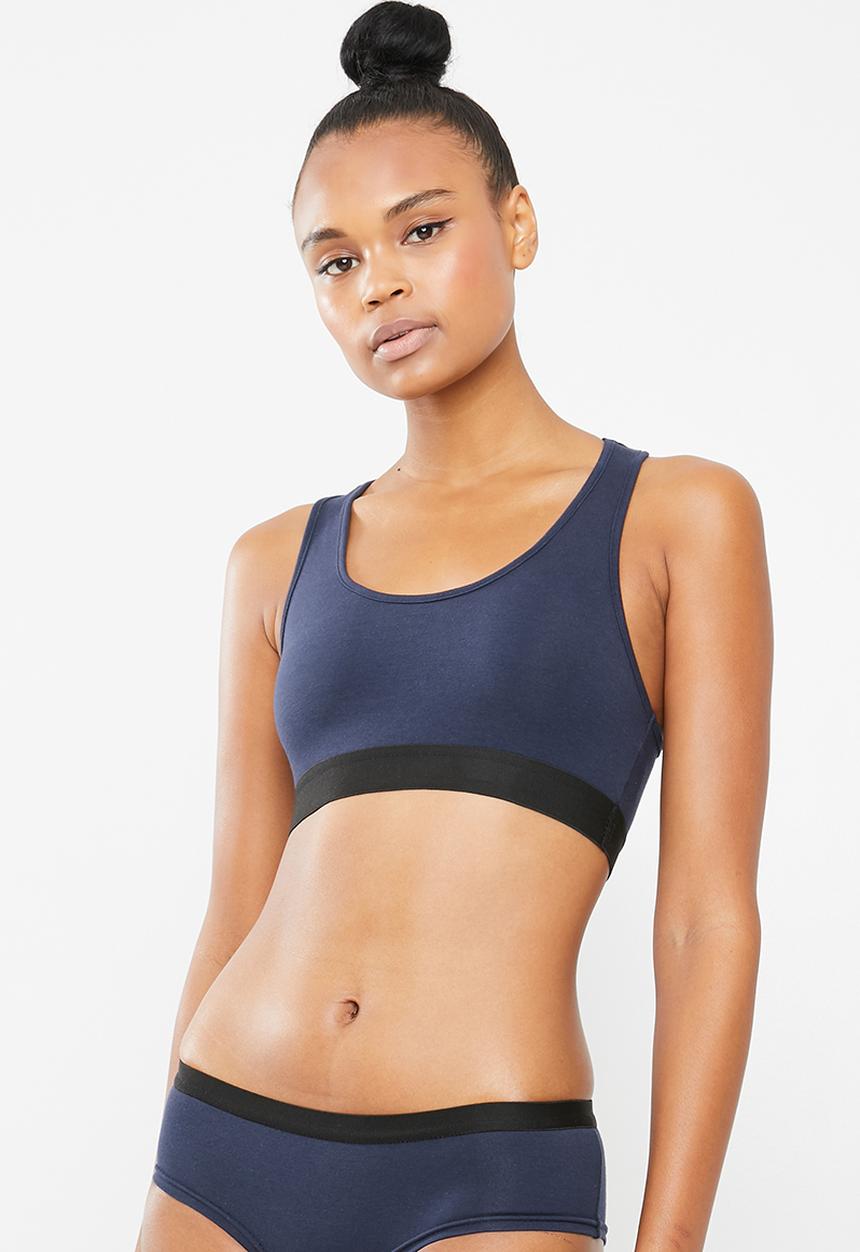 Superbalist - Scoop neck casual bra 2 pack -  navy & burgundy