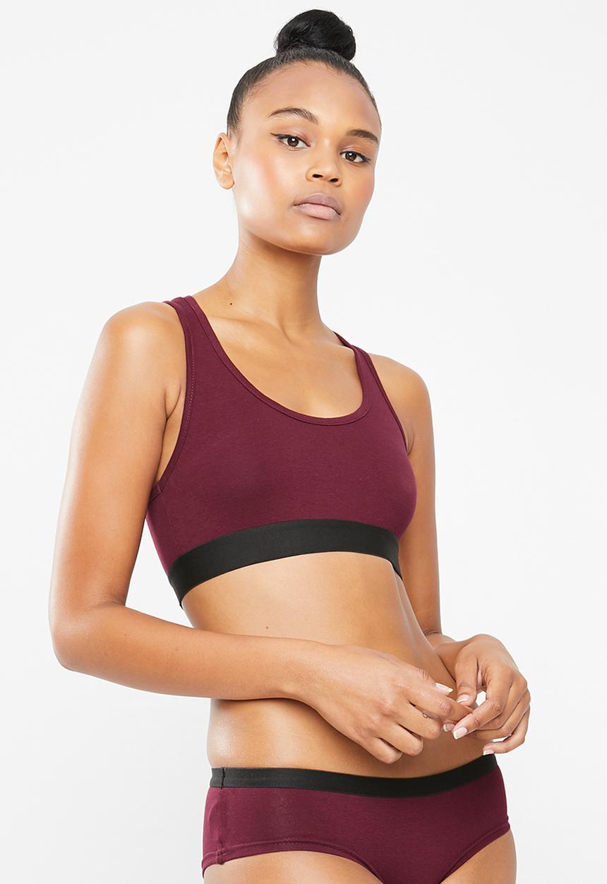 Superbalist - Scoop neck casual bra 2 pack -  navy & burgundy
