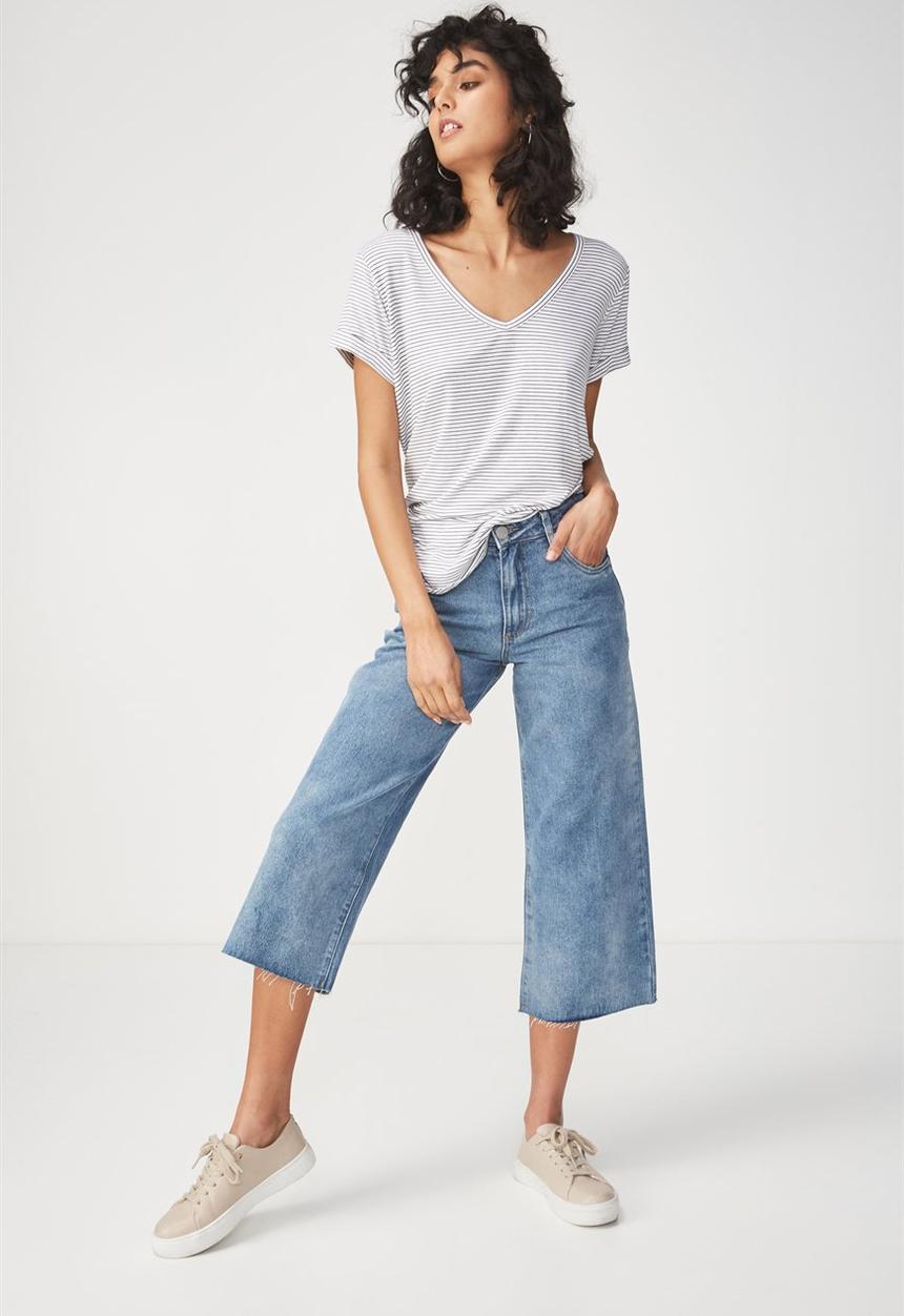 Cotton On - Karly short sleeve top - white & black