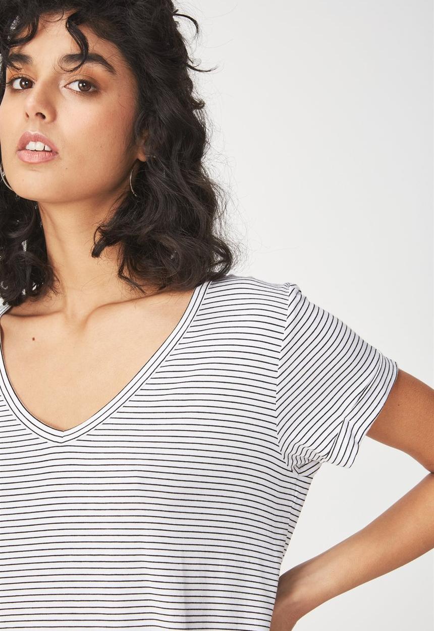 Cotton On - Karly short sleeve top - white & black
