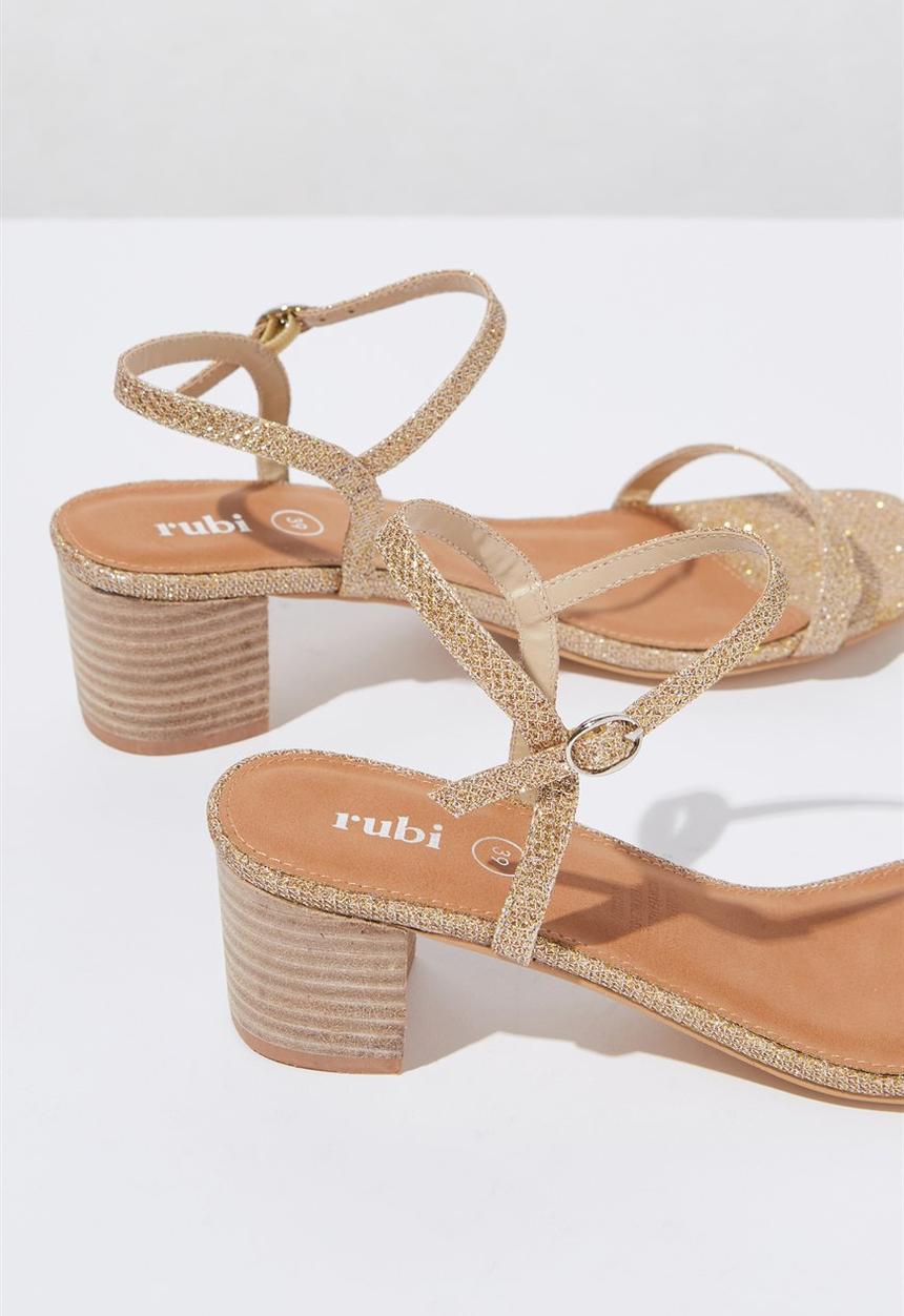 Cotton On - Wisteria low block heel - gold sparkle