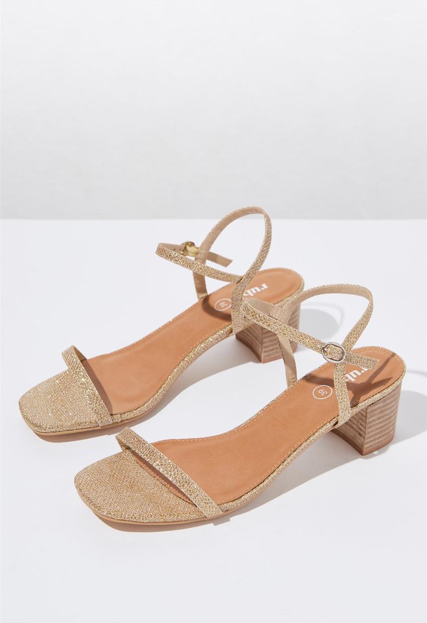 Cotton On - Wisteria low block heel - gold sparkle