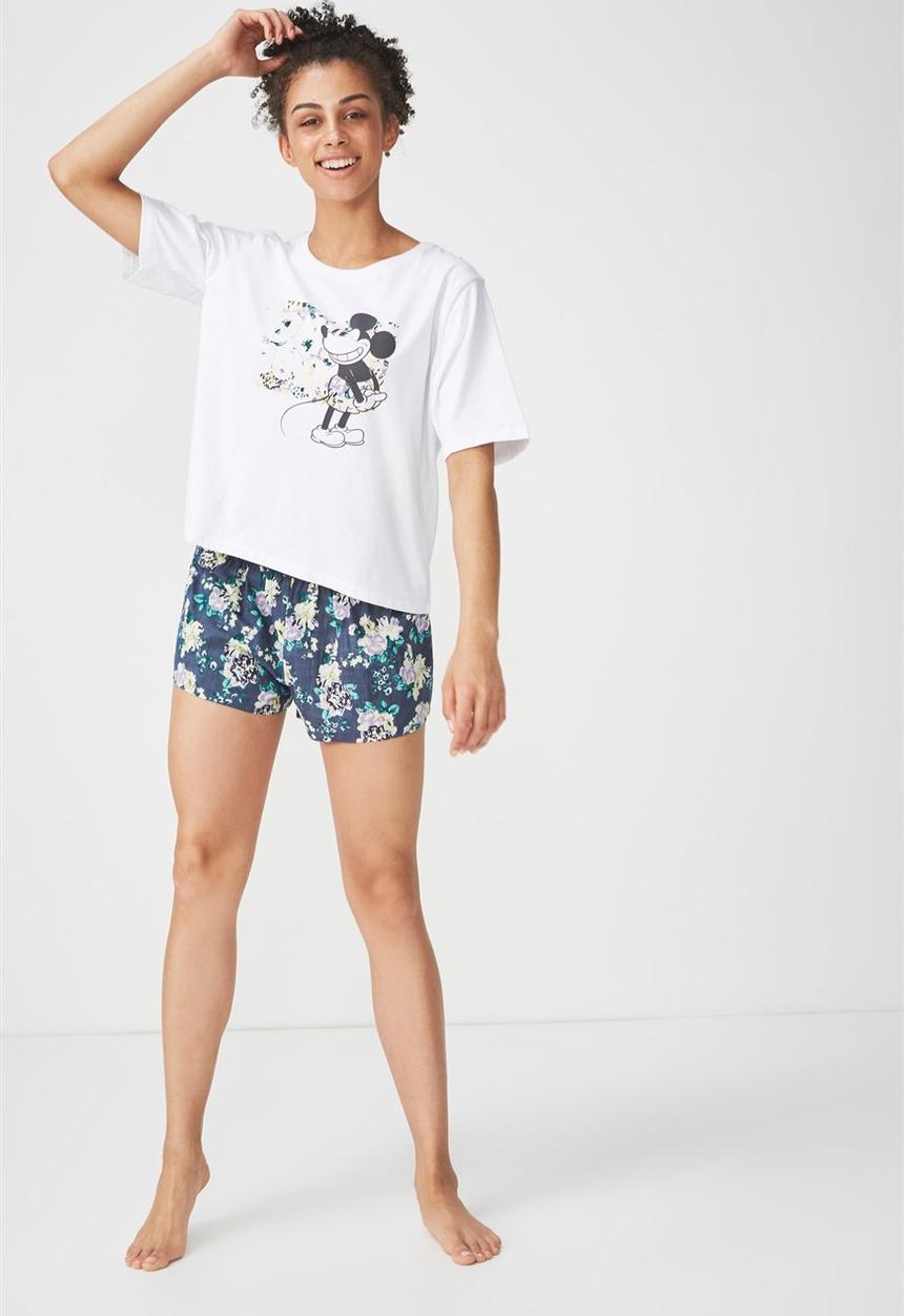 Cotton On - Boxy T-shirt Disney Mickey oh boy logo - white