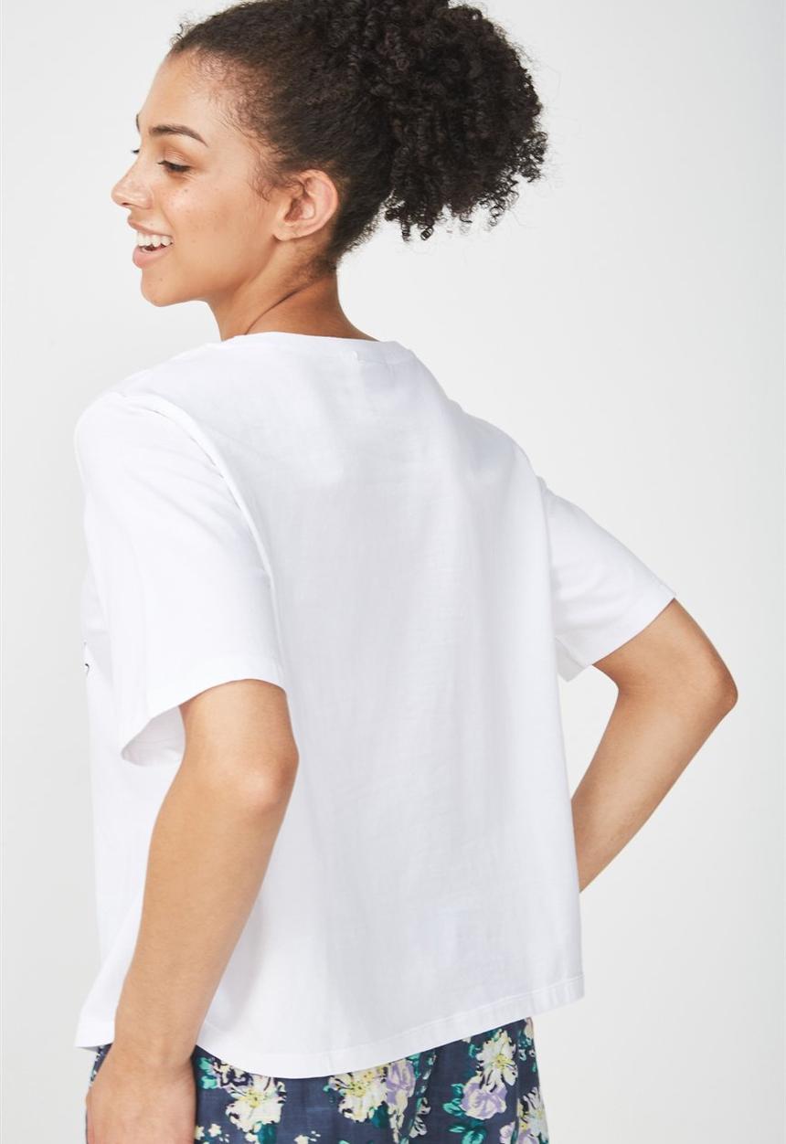 Cotton On - Boxy T-shirt Disney Mickey oh boy logo - white