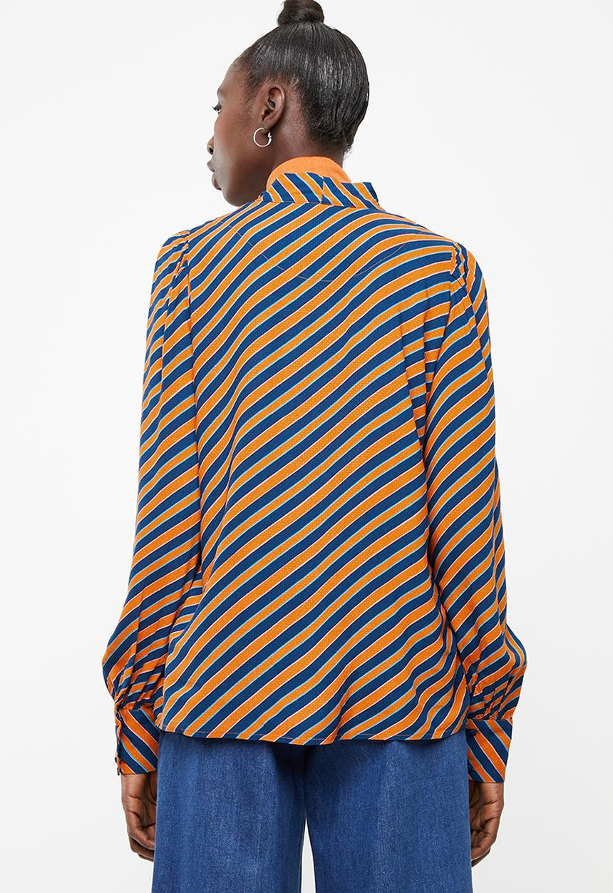 Vero Moda - Wrill long sleeve bow top - orange & navy 