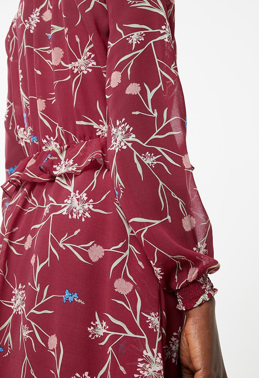 Vero Moda - Becca long sleeve short dress - red