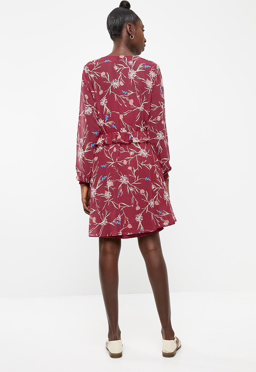 Vero Moda - Becca long sleeve short dress - red