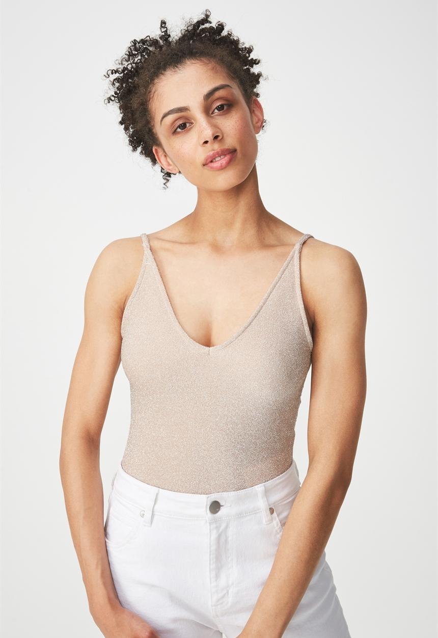 Cotton On - Kitty sleeveless bodysuit - blush pink & silver