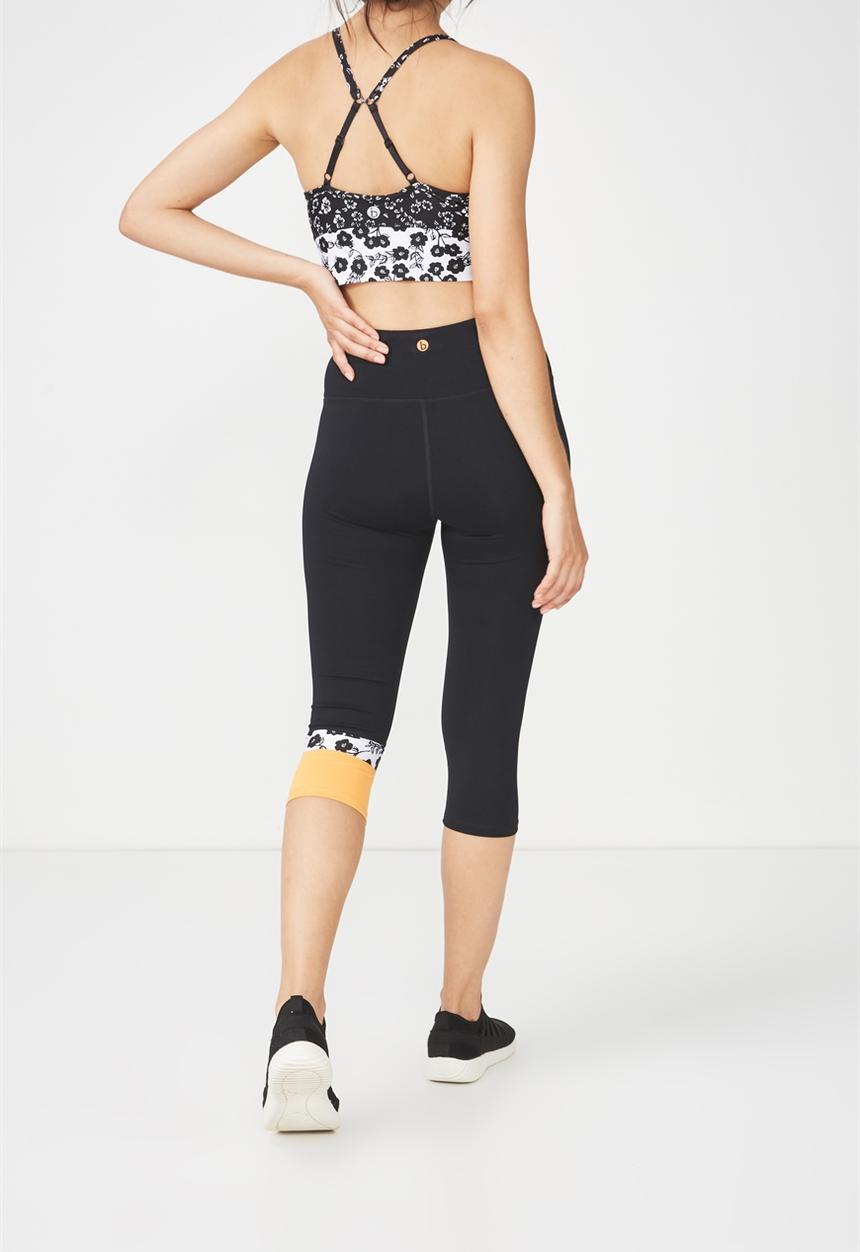 Cotton On - Side stripe capri - black 