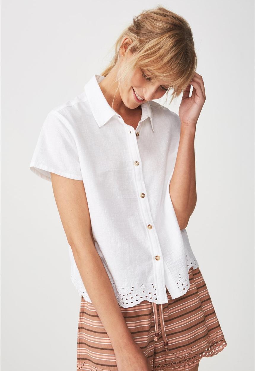 Cotton On - Woven shirt embroidery - white