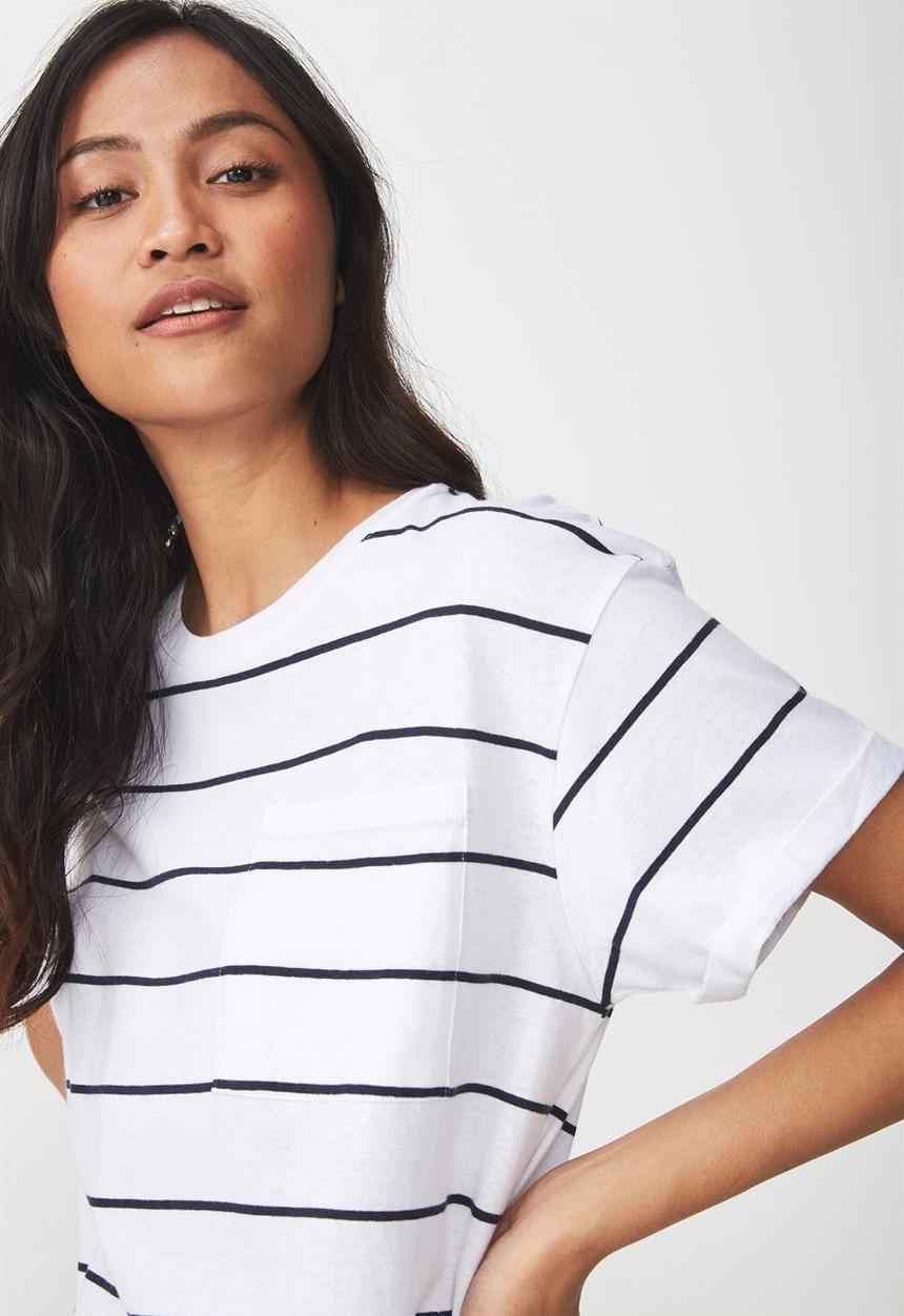 Cotton On - The one boyfriend tee - stripe white