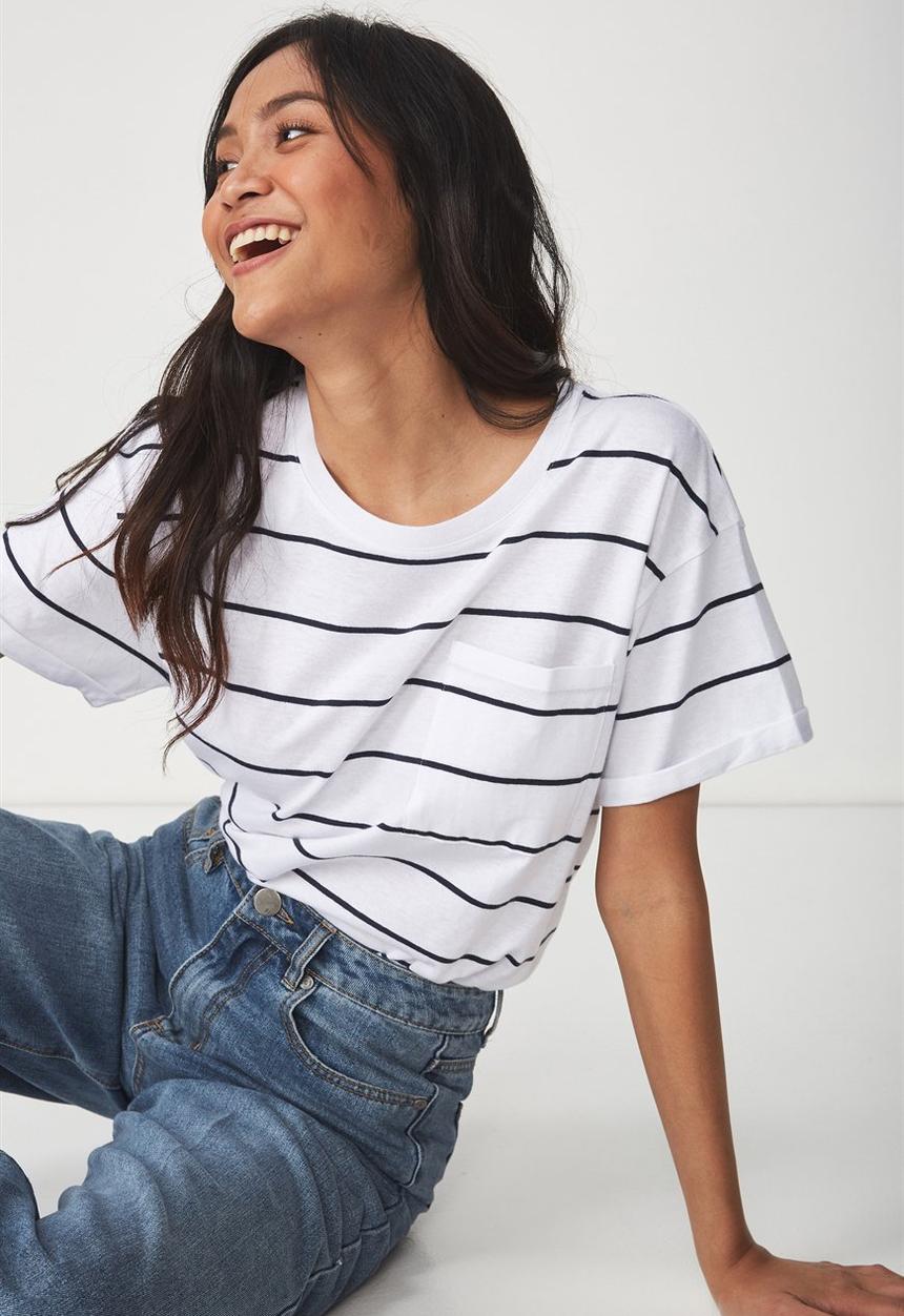 Cotton On - The one boyfriend tee - stripe white