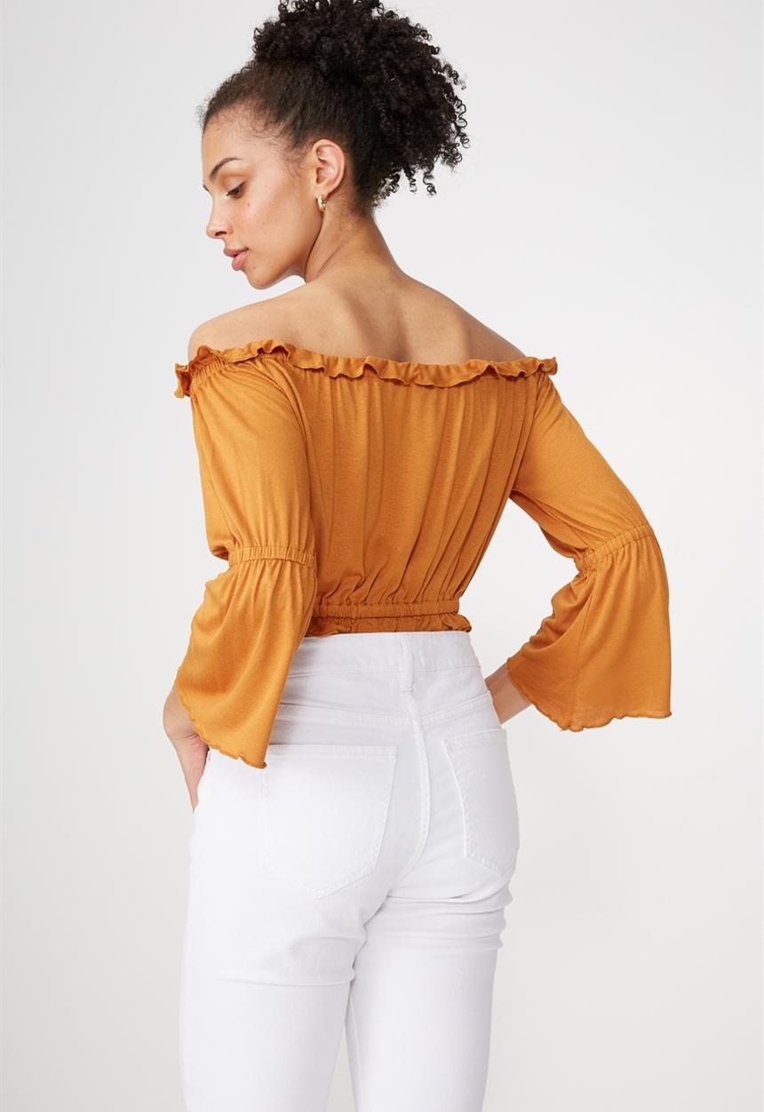 Cotton On - Sofia off the shoulder top - honey brown
