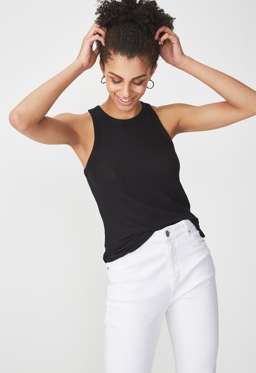 Cotton On - Brit high crew top - black