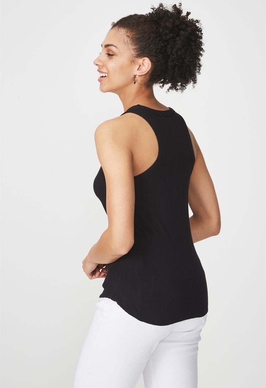 Cotton On - Brit high crew top - black