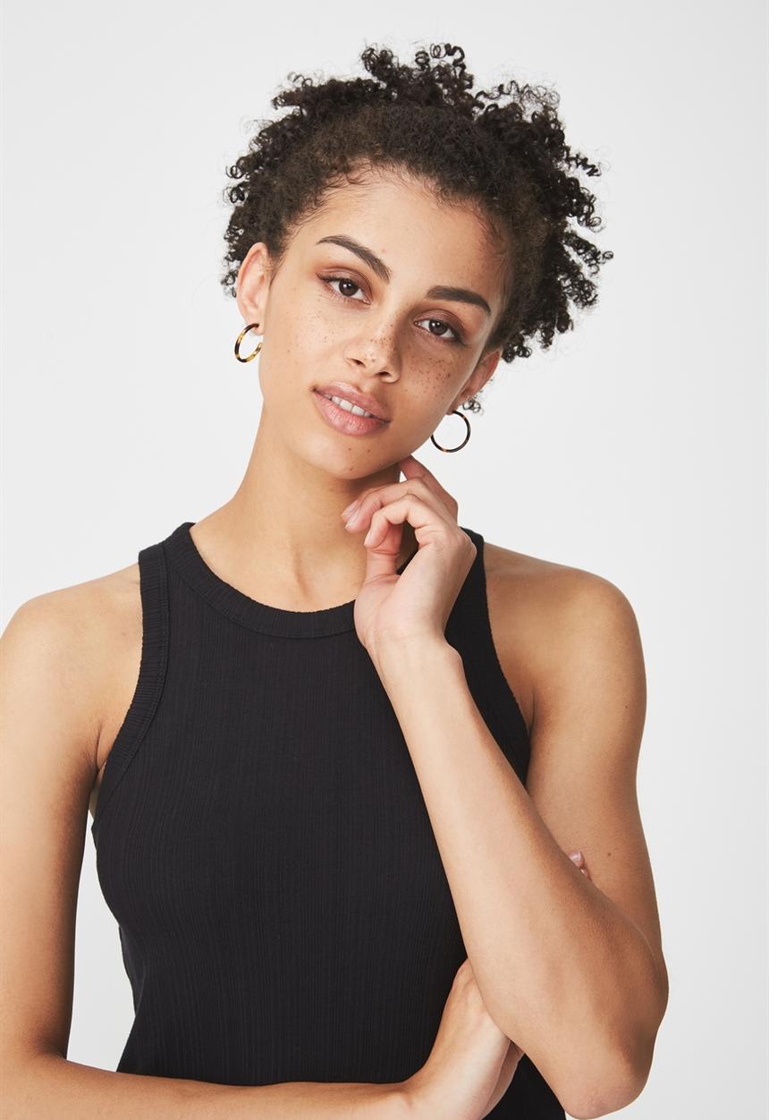 Cotton On - Brit high crew top - black