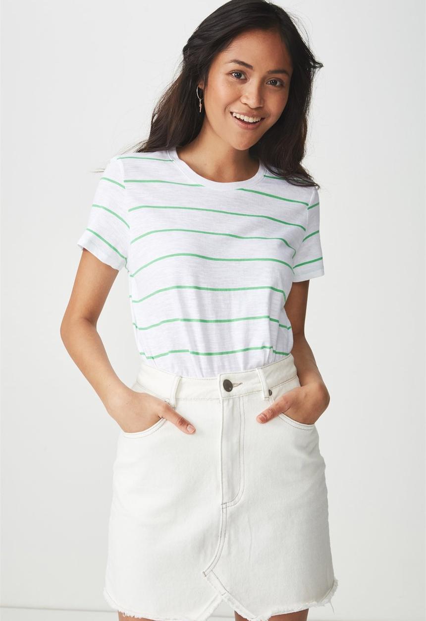 Cotton On - The crew T-shirt - white & green