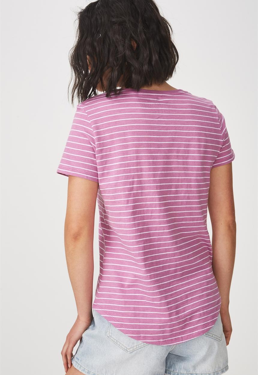 Cotton On - The deep v top - cleo stripe white
