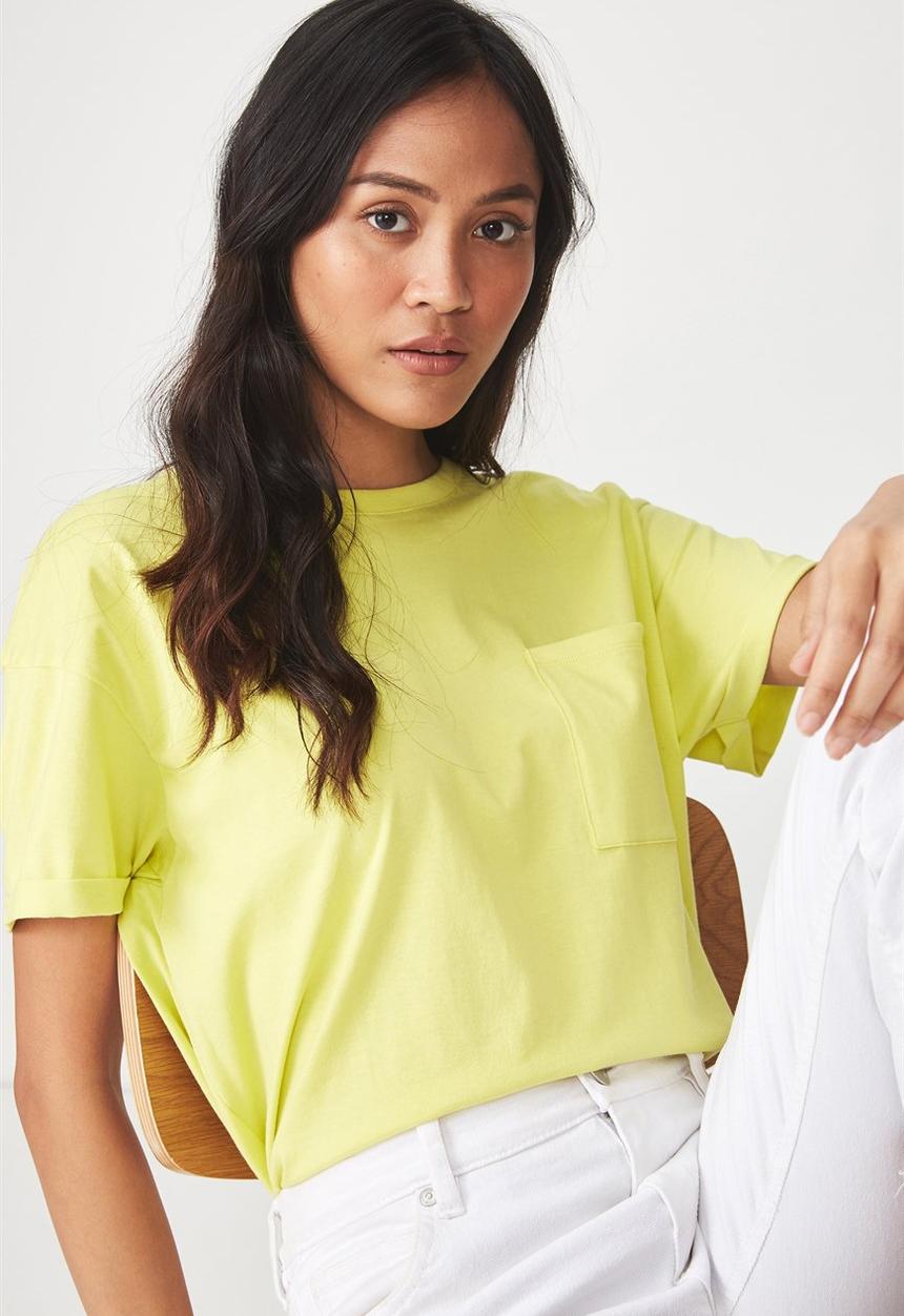 Cotton On - The one boyfriend pocket tee - yellow