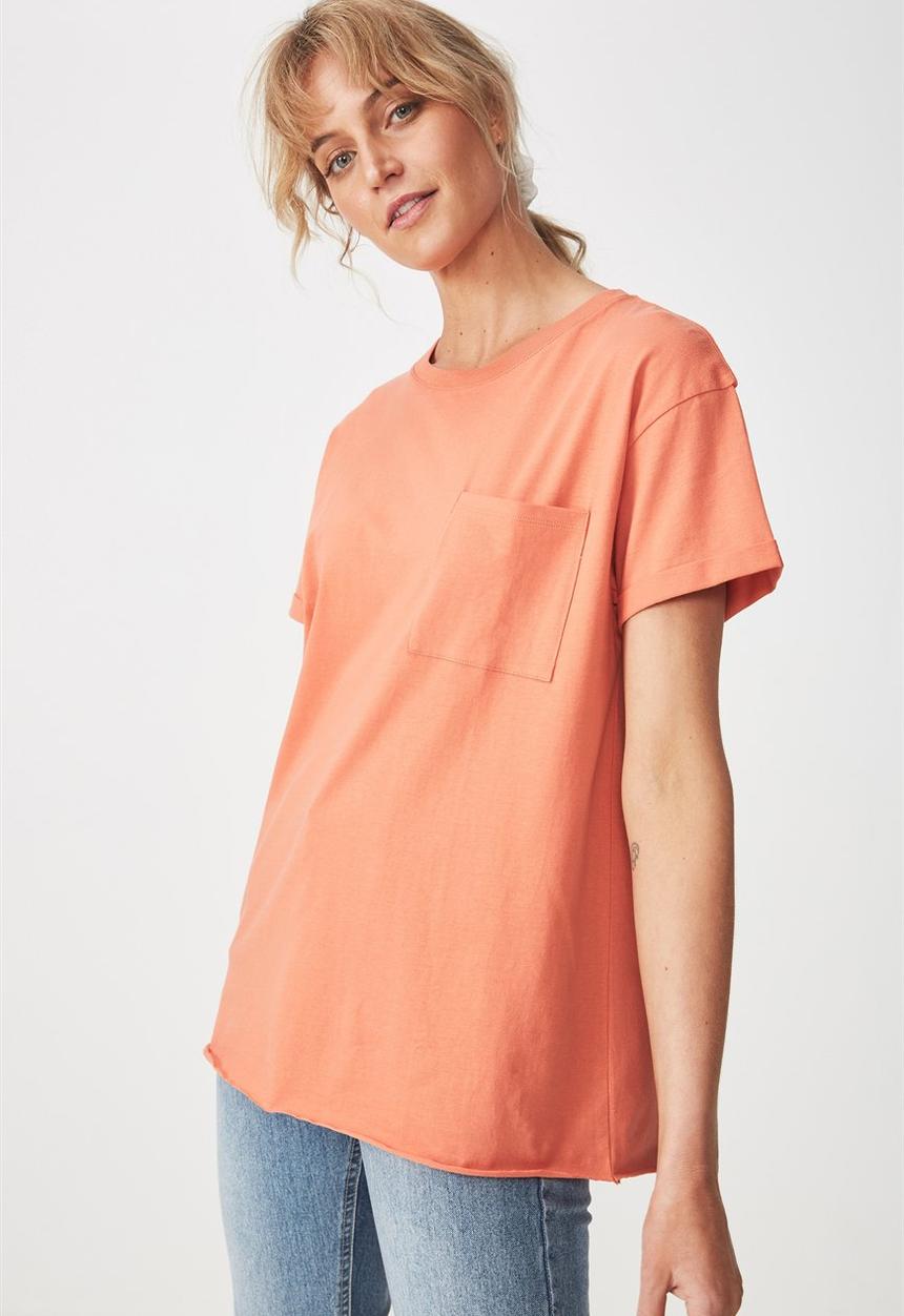 Cotton On - The one boyfriend pocket tee - peach