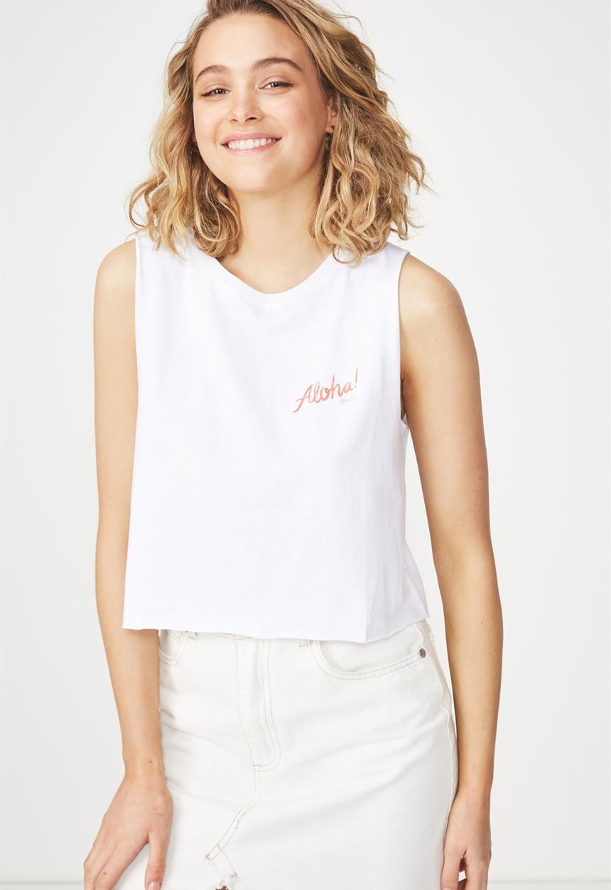 Cotton On - Tbar lola graphic tank - white