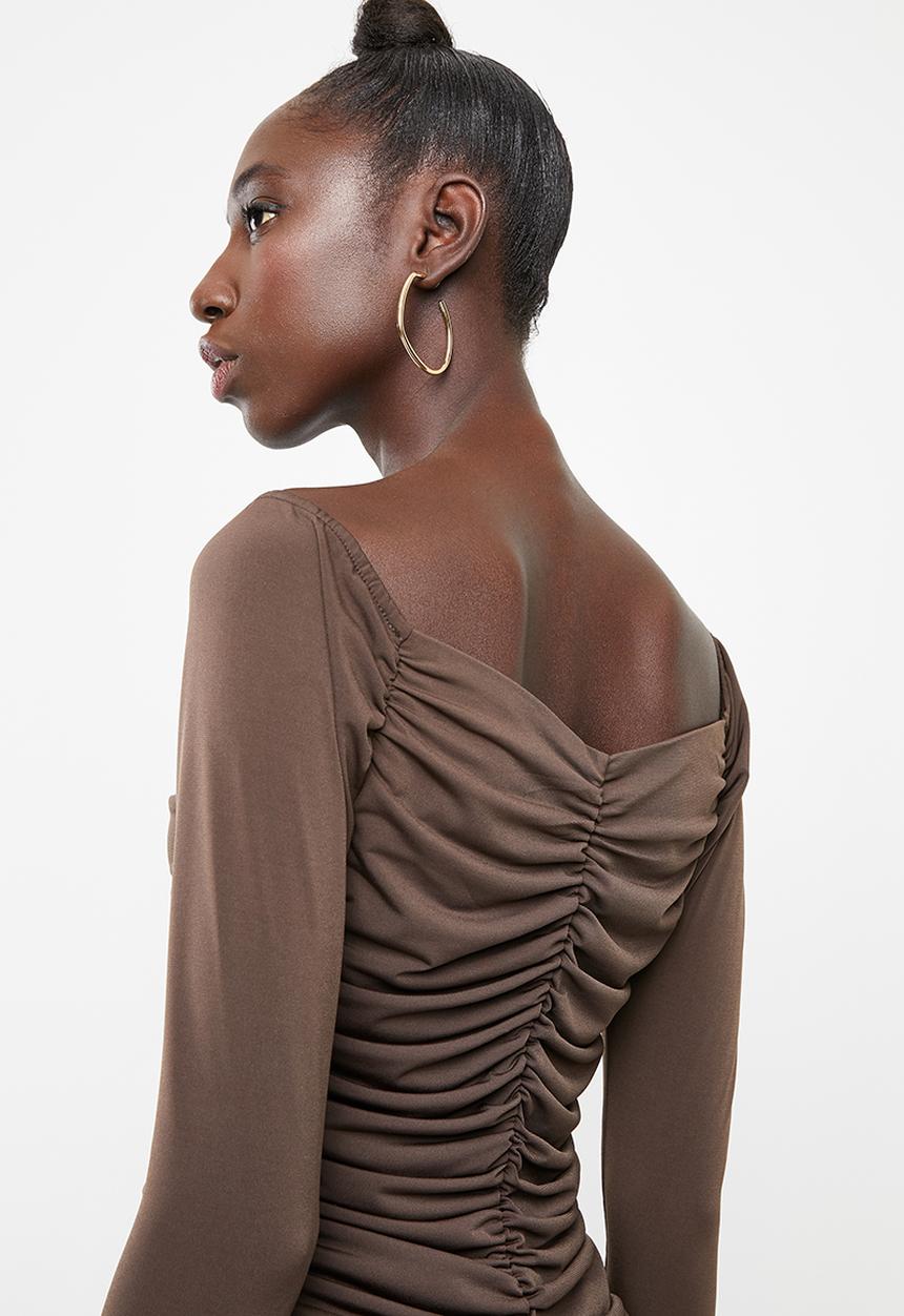 Superbalist - Ruched mini dress - brown