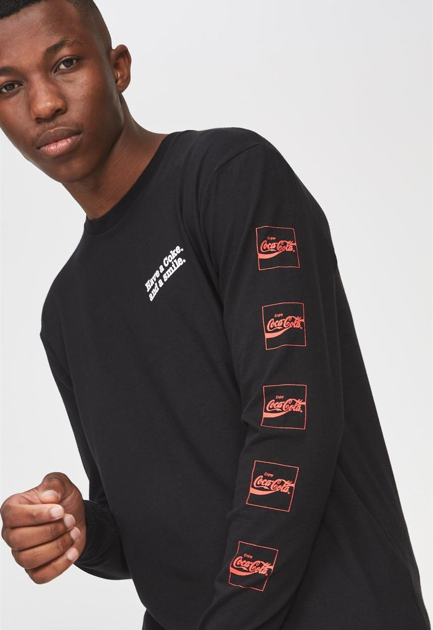 Cotton On - Coke 1980's t-bar collaboration long-sleeve tee - black