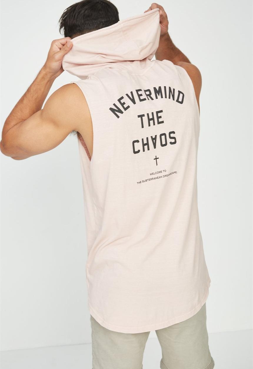 Cotton On - Never mind the chaos hustle muscle tee - dirty pink 