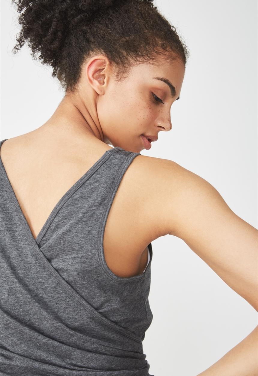 Cotton On - Wrap back tank top - charcoal 