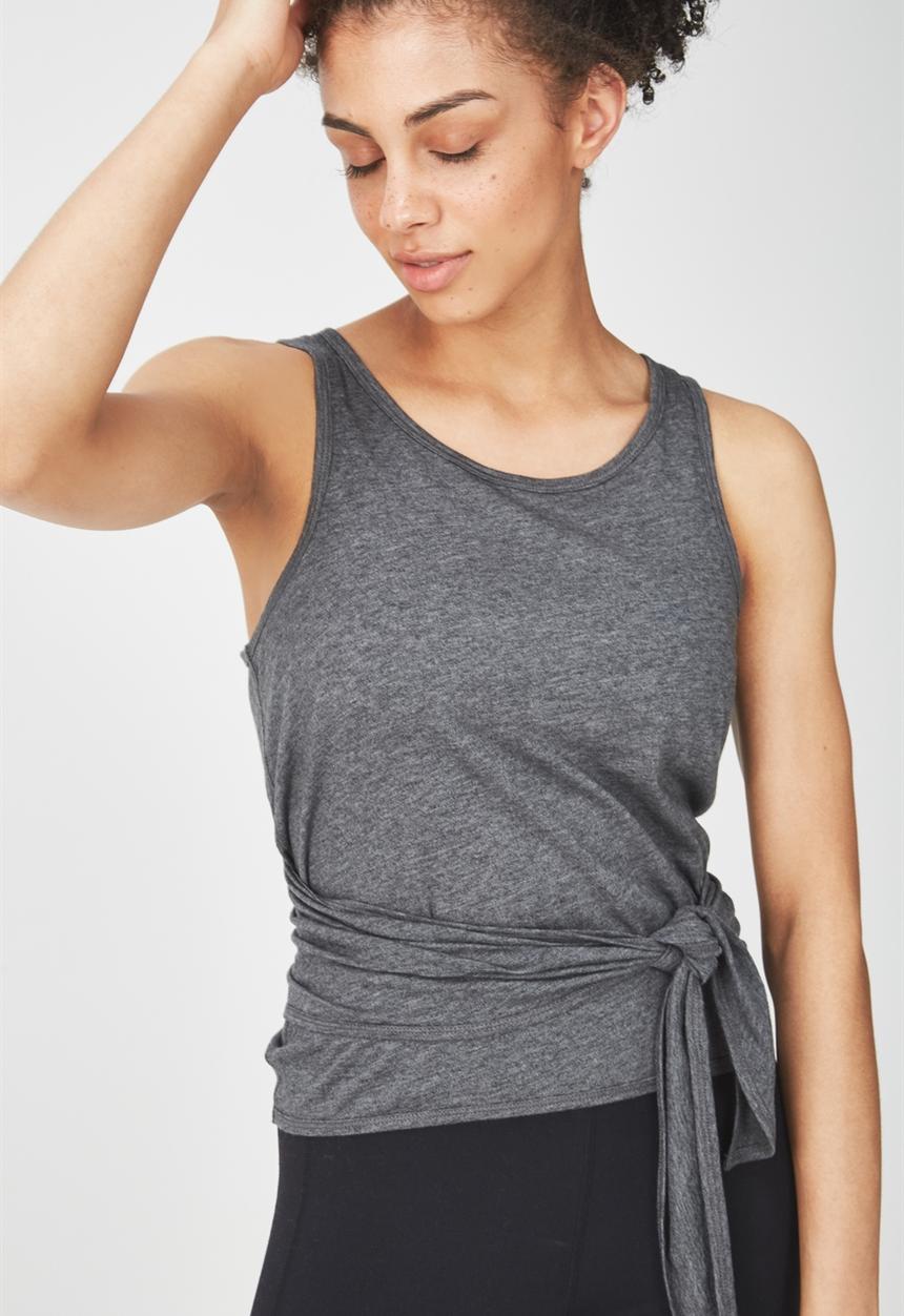 Cotton On - Wrap back tank top - charcoal 