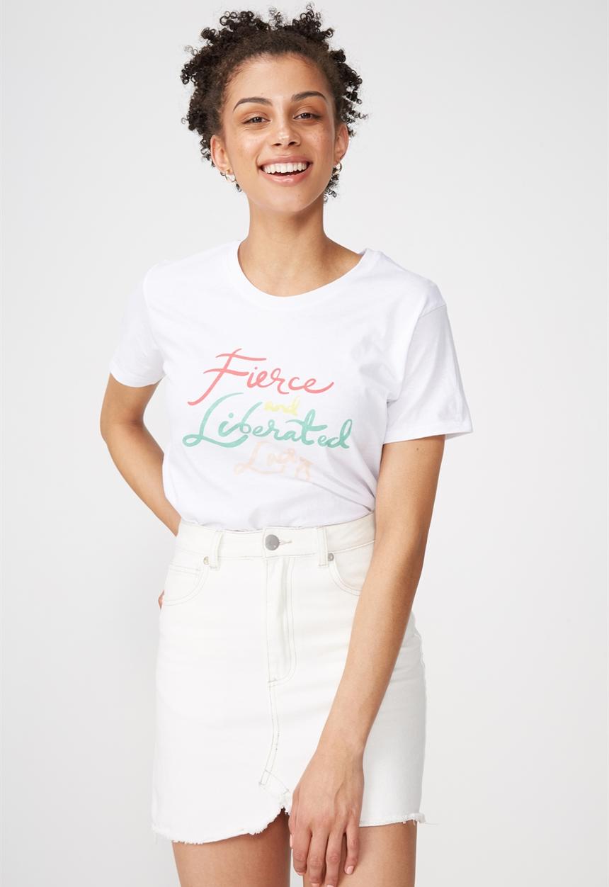 Cotton On - Tbar fox fierce graphic tee -  white