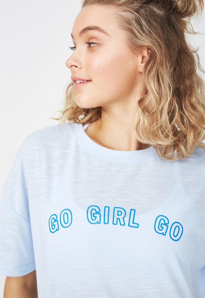 Cotton On - Boxy slub T-shirt - blue