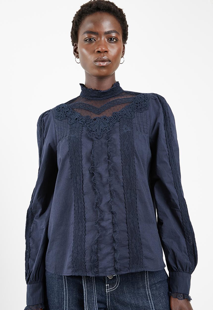 Vero Moda - Dawn long sleeve midi shirt - navy