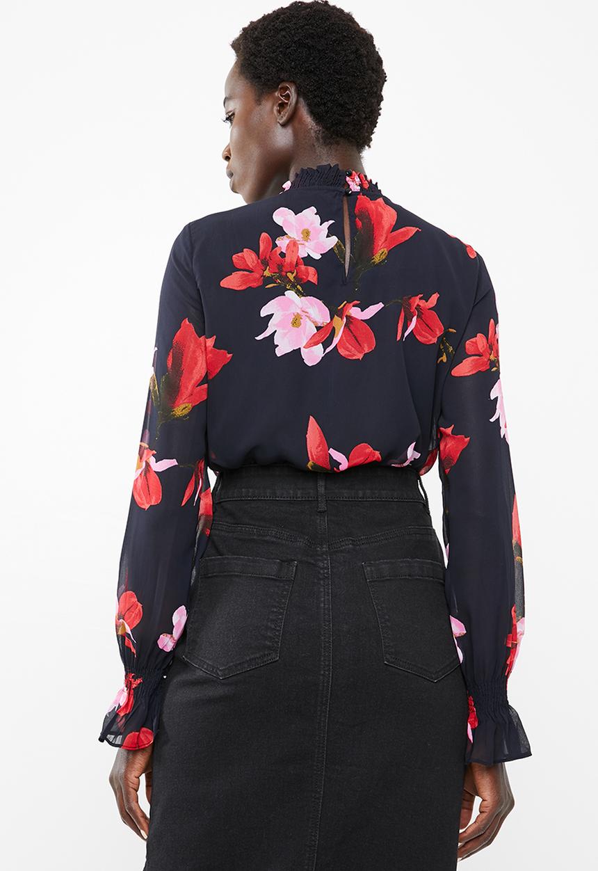 Vero Moda - Katy long sleeve high neck top - navy