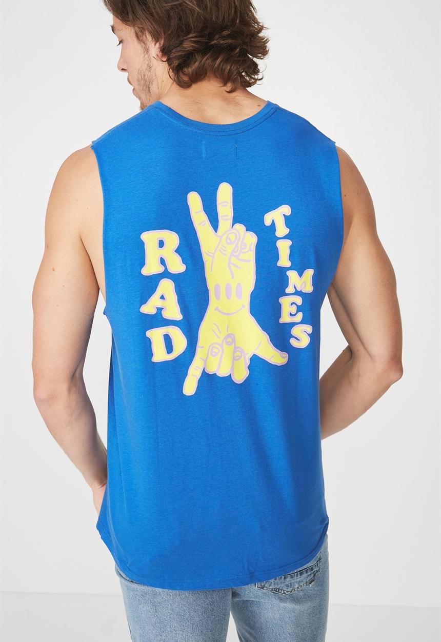 Cotton On - Rad times tbar muscle tee - blue 